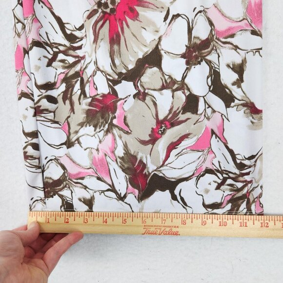 Chicos Pants Womens 1 Pink Brown 8 Floral Wide Leg Lightweight Pull On Easy Wear - Picture 6 of 11